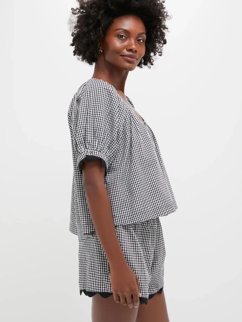 Tuckernuck black gingham rick rack Tully top
